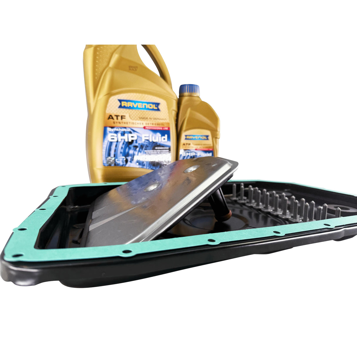 ZF 6HP26 6HP28 Gearbox Service Kit - Revised Metal Oil Pan & 7L ATF Fluid For Land Rover