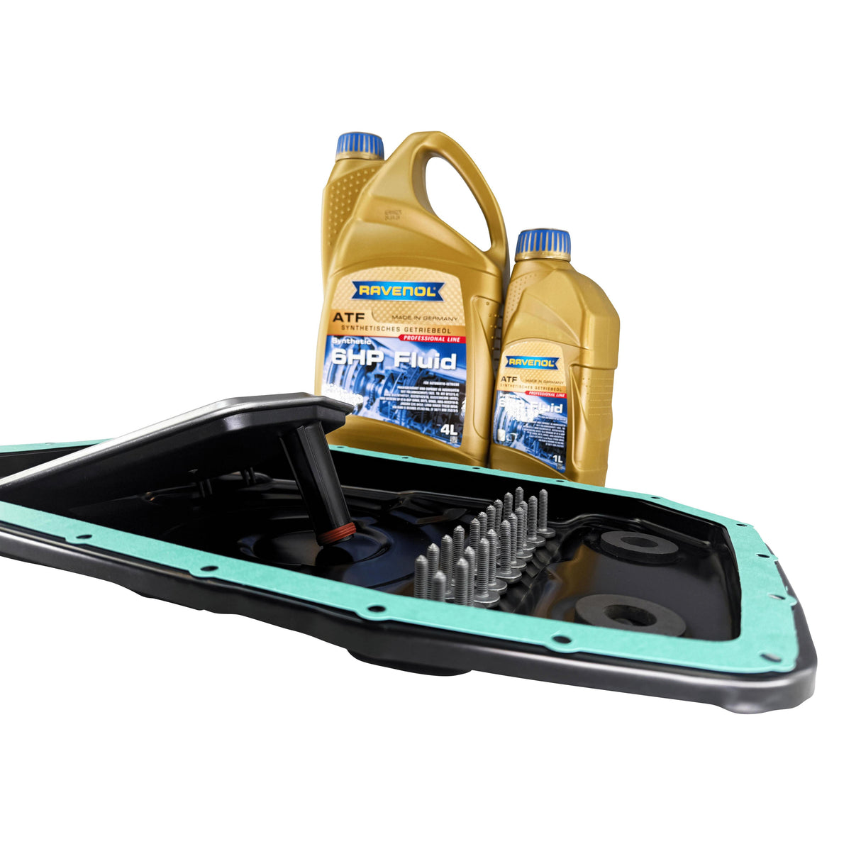 ZF 6HP26 6HP28 Gearbox Service Kit - Revised Metal Oil Pan & 7L ATF Fluid For Land Rover