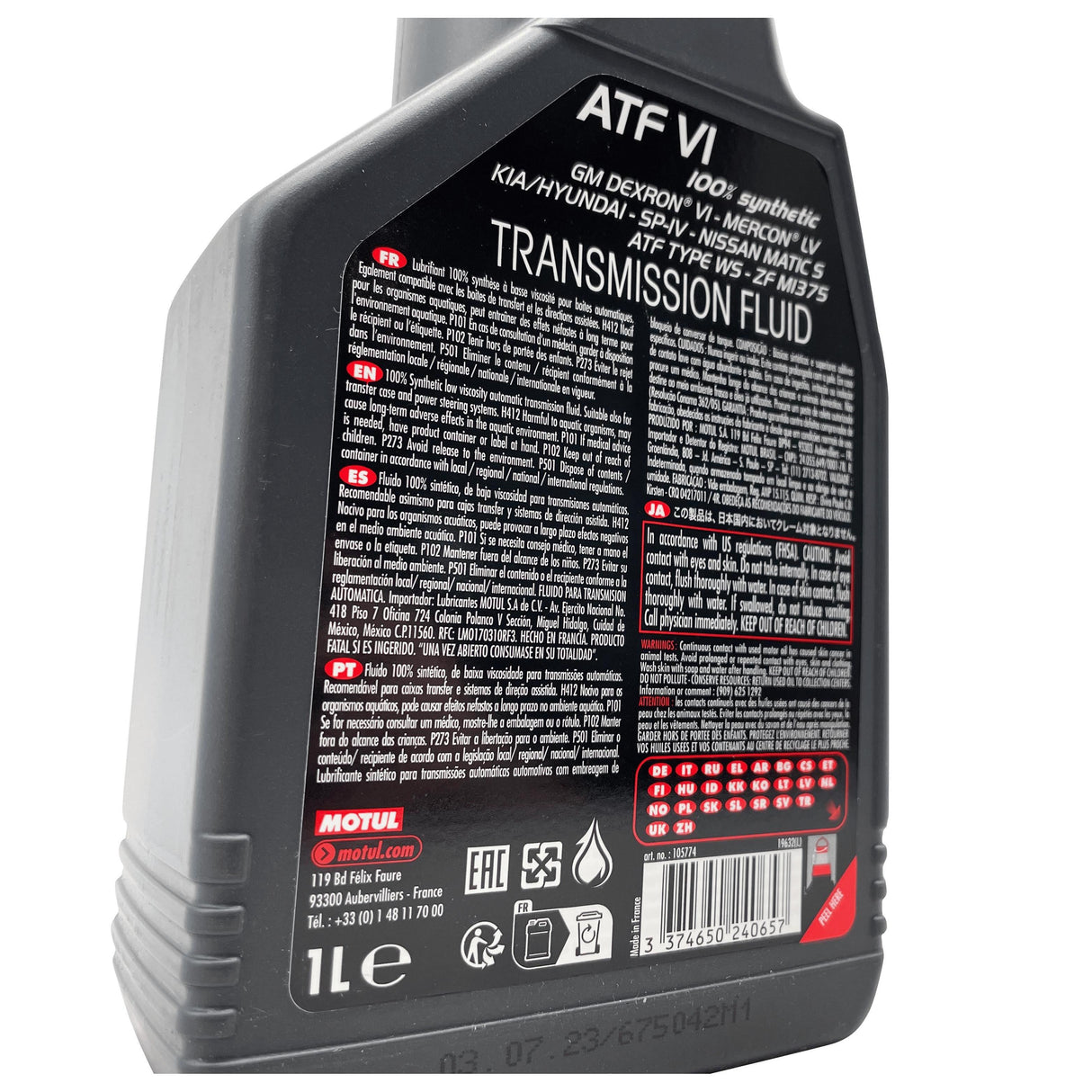 Motul ATF VI Fully Synthetic Automatic Transmission Fluid Eco Torque