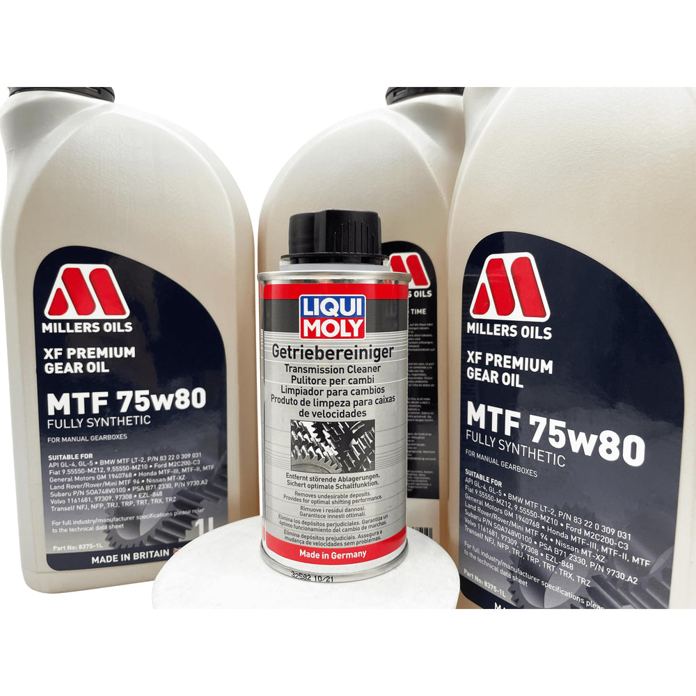 OPEL M32 6 Speed Millers XF 75w80 Gearbox Oil & Cleaner Service Kit For Pre 2012 Manual Models Eco Torque