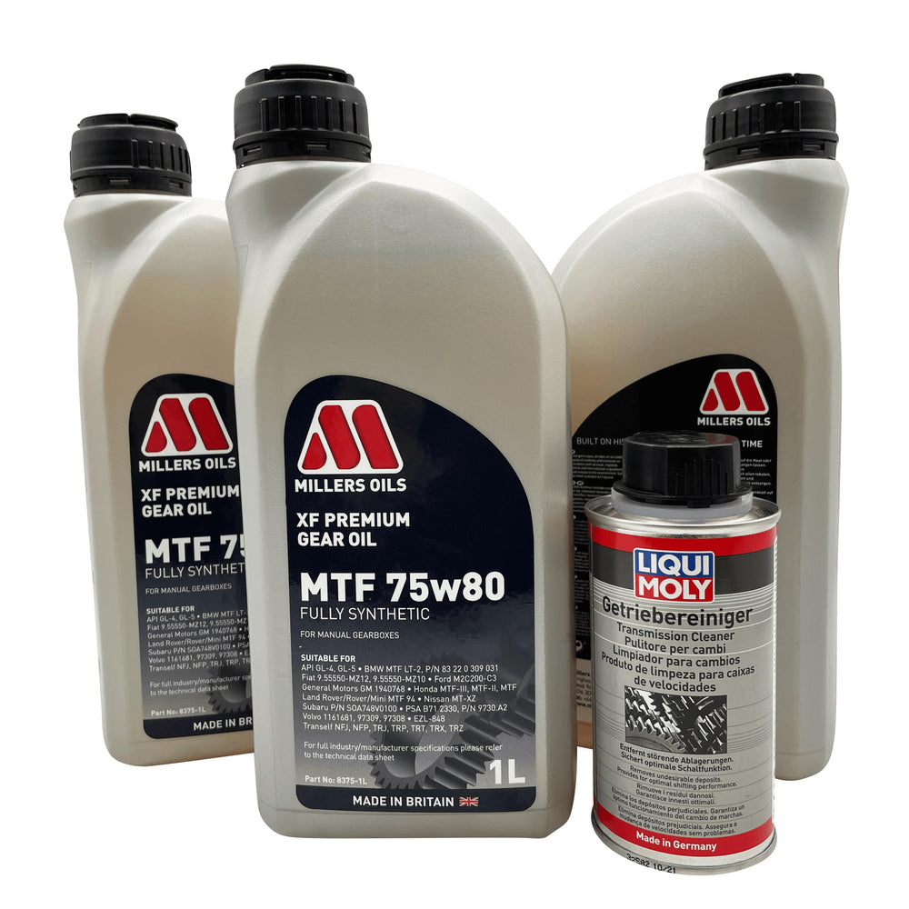 OPEL M32 6 Speed Millers XF 75w80 Gearbox Oil & Cleaner Service Kit For Pre 2012 Manual Models Eco Torque