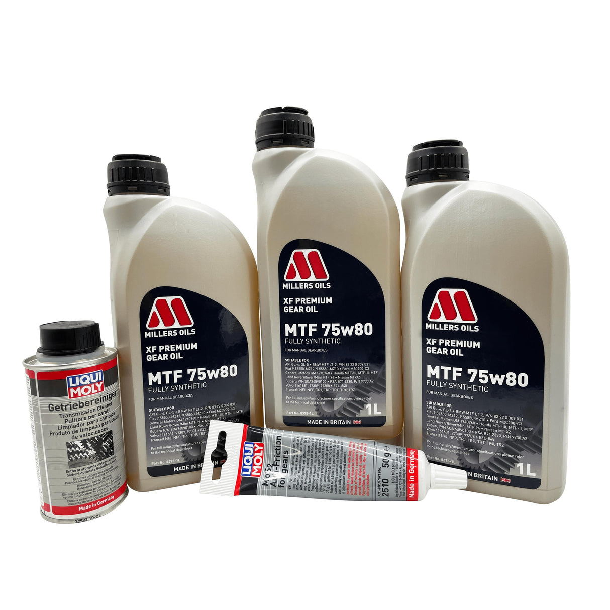 OPEL M32 6 Speed Millers XF 75w80 Gearbox Oil Service Kit With Additive & Cleaner Pre 2012 Manual Models Eco Torque