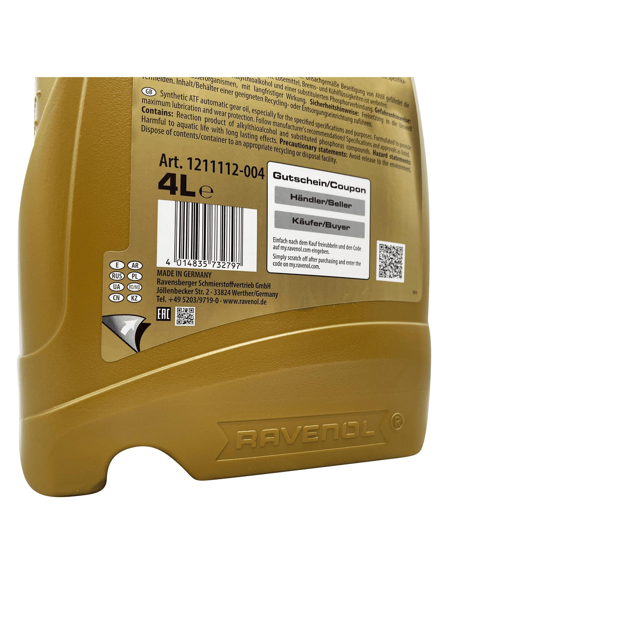 Ravenol ATF 6HP Fully Synthetic Automatic Gearbox Oil 4L Eco Torque