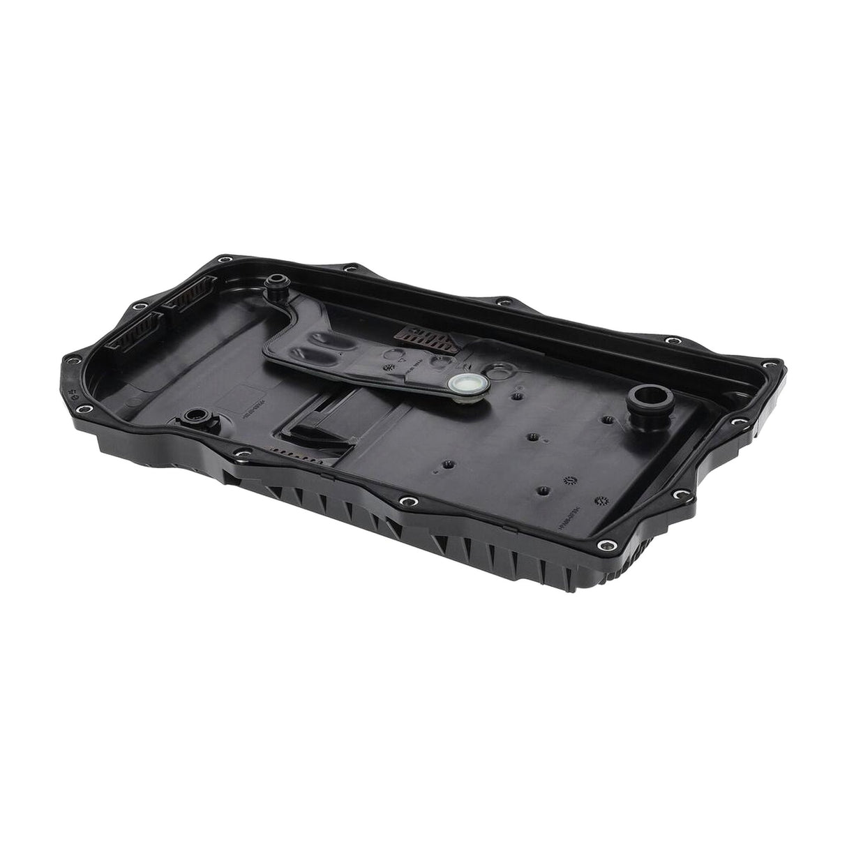 VAICO 8HP70 transmission oil sump pan, angled view, for BMW 8P70H automatic gearbox