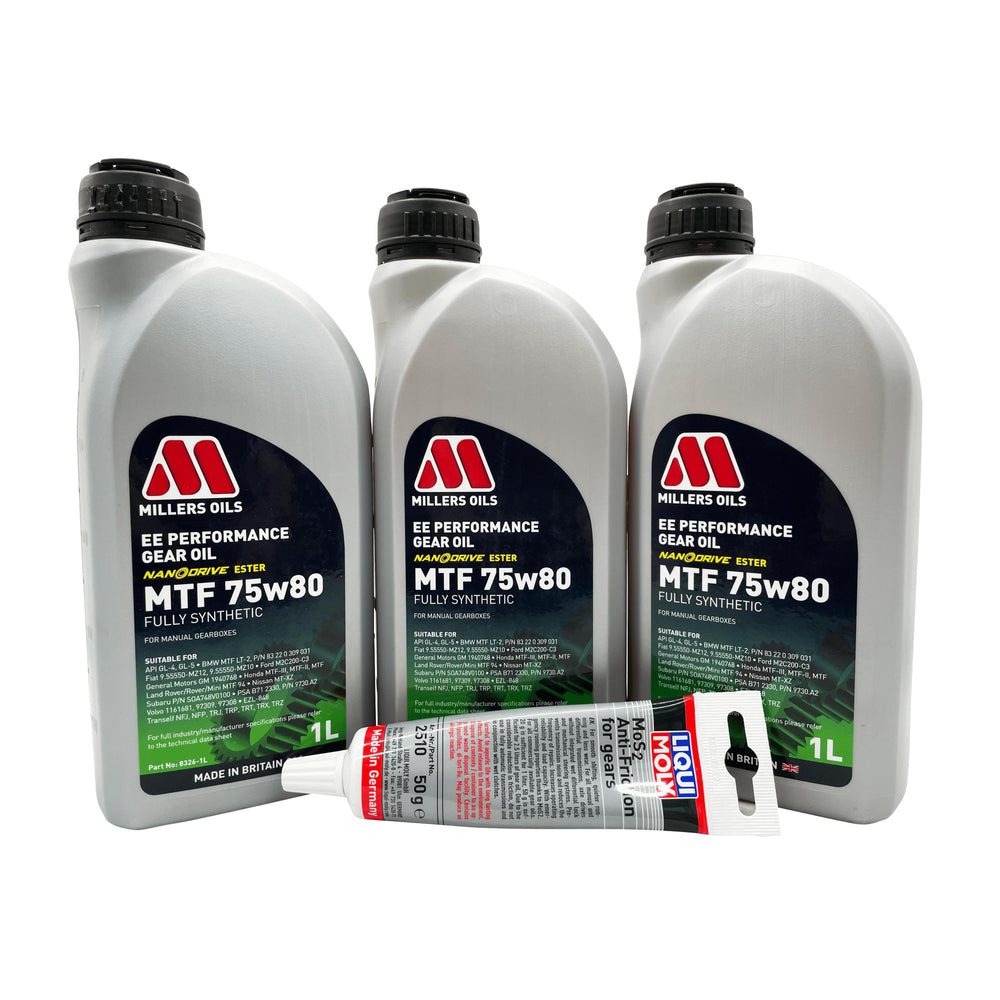 Vauxhall M32 6 Speed Millers 75w80 Gearbox Oil & Additive Service Kit For Pre 2012 Manual Models Eco Torque