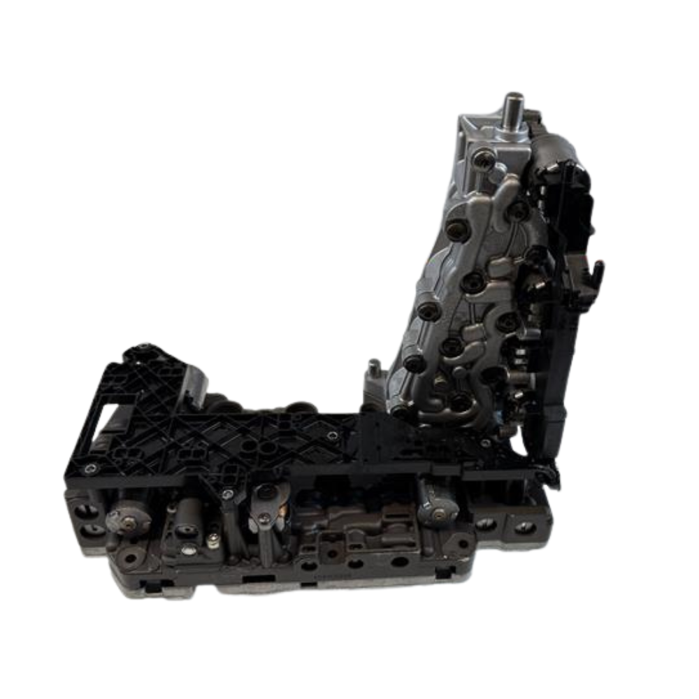 Close-up image of the electrical connector section on a 0B5 mechatronic assembly