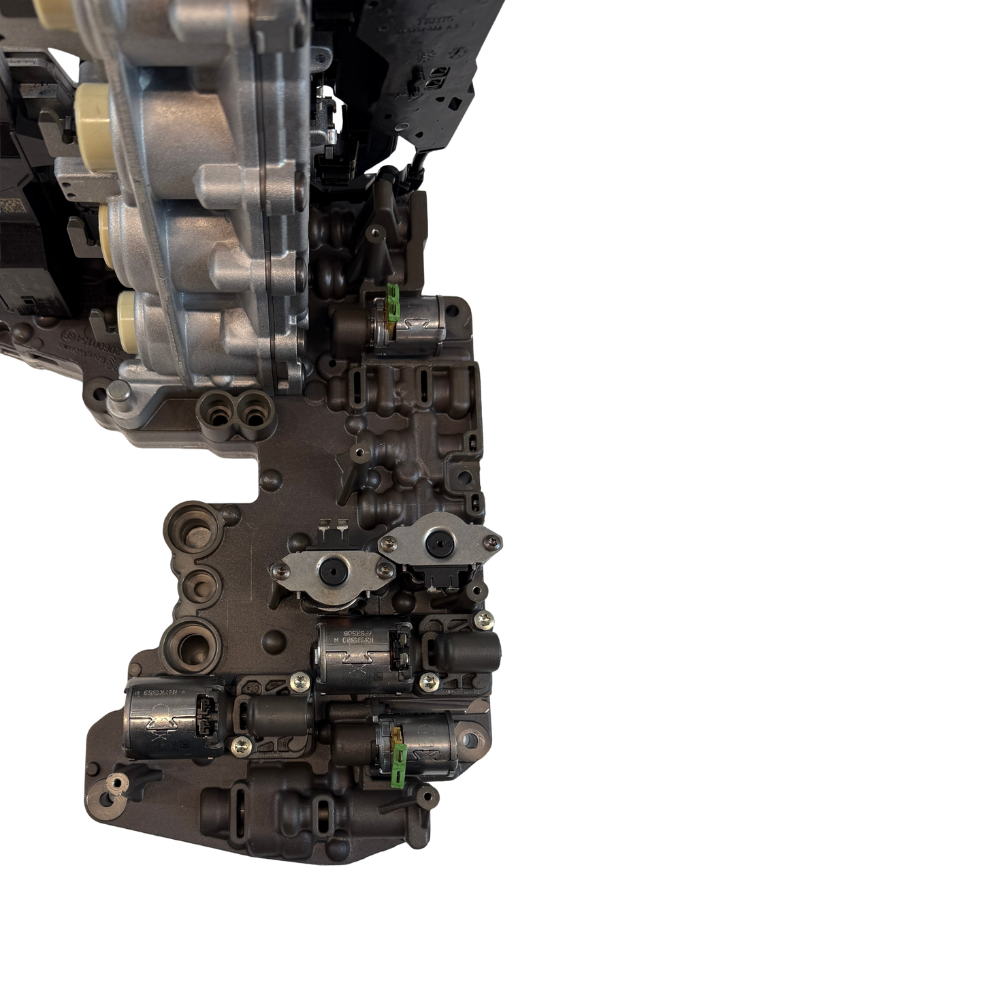 Detailed view of the solenoid pack on a 0B5 mechatronic unit for S tronic transmission repair