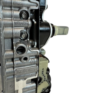 Detailed view of the electrical connector area on a 0DD DQ400e mechatronic assembly