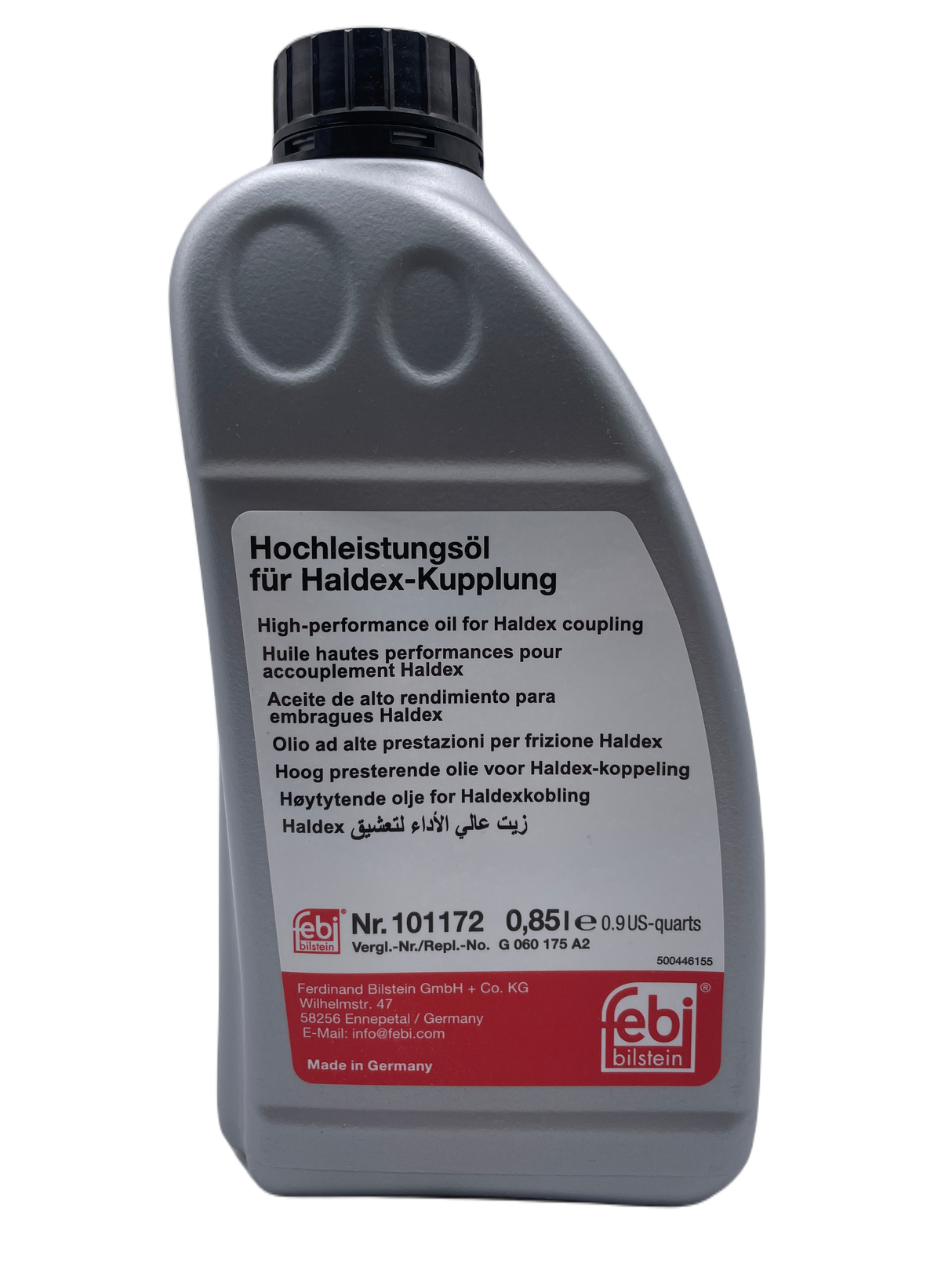 Febi Bilstein High Performance Haldex Oil For Generation 2 + 3 + 4 + 5 101172. Suitable for VW, Audi, SEAT, Skoda, Volvo, Ford, Land Rover and BMW Haldex Couplings. Eco Torque