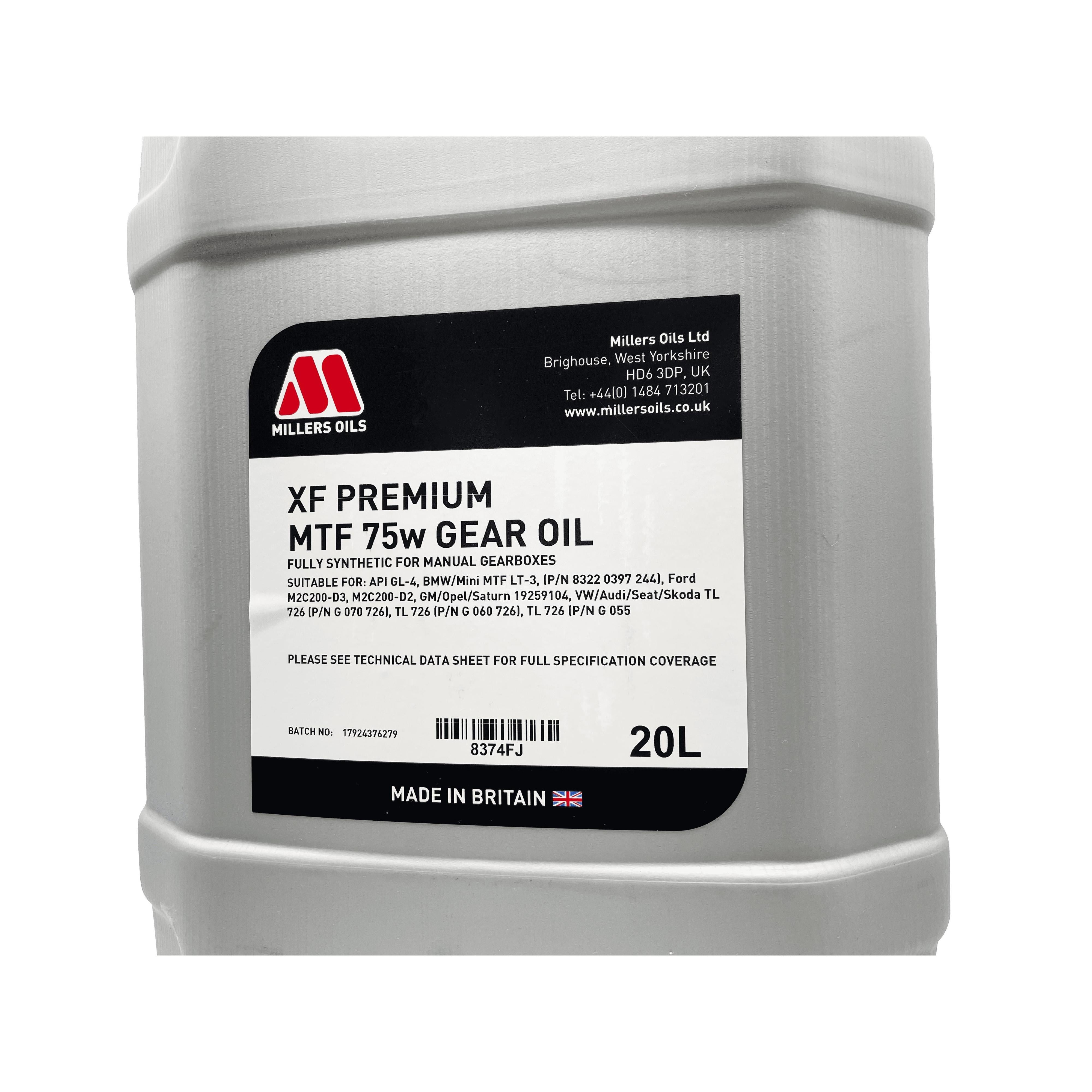 Millers XF Premium MTF 75W Manual Gearbox Oil 20L | Eco Torque
