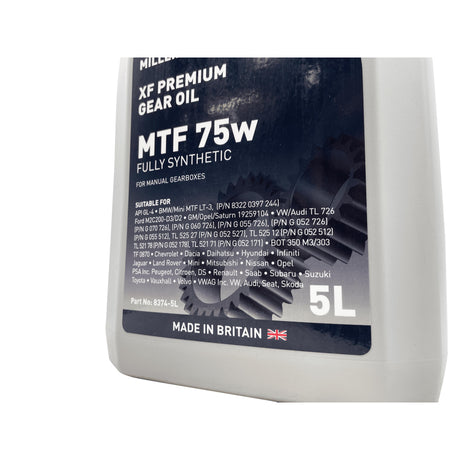 Millers Oils XF Premium MTF 75w Manual Gearbox Oil 5L
