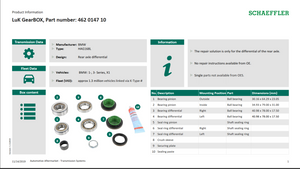 BMW Rear Differential Repair Bearing Kit LuK 462014710 Eco Torque