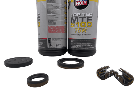 DSG 7 Speed Reverse Selector Fork Slider Bearing Repair Kit 0AM DQ200 Inc Input Shaft Seals End Cap & Liqui Moly Transmission Oil Eco Torque
