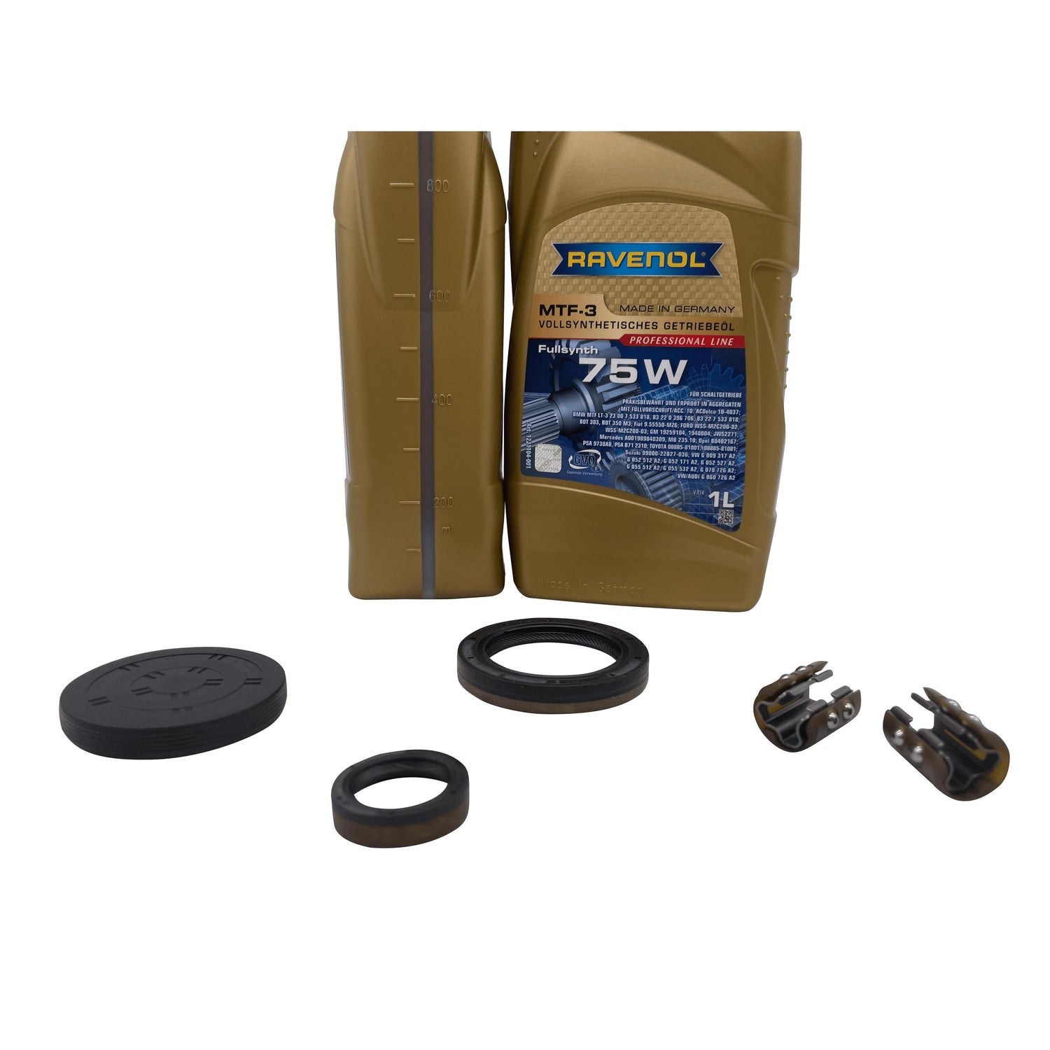 DSG 7 Speed Reverse Selector Fork Slider Bearing Repair Kit 0AM DQ200 Inc Input Shaft Seals End Cap & Ravenol Oil Eco Torque