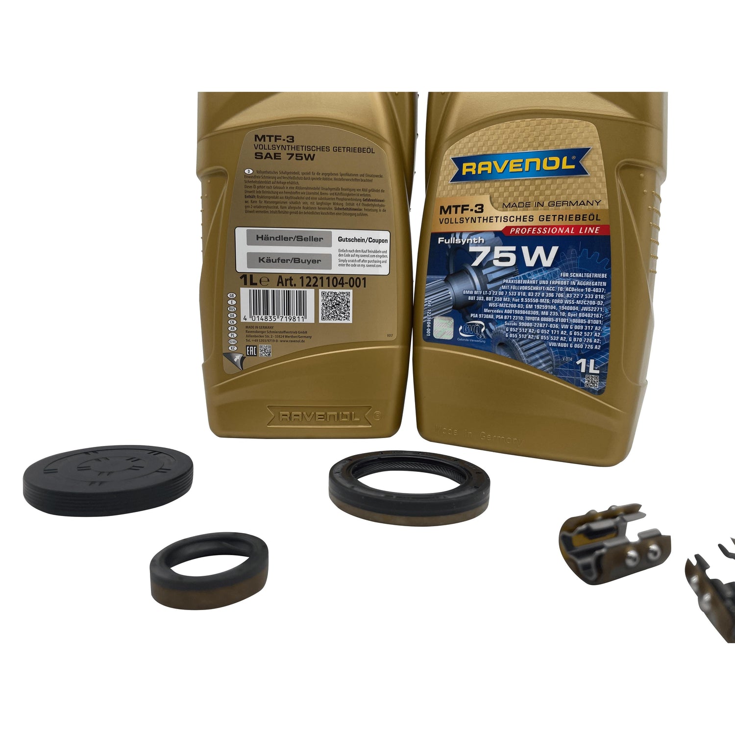 DSG 7 Speed Reverse Selector Fork Slider Bearing Repair Kit 0AM DQ200 Inc Input Shaft Seals End Cap & Ravenol Oil Eco Torque