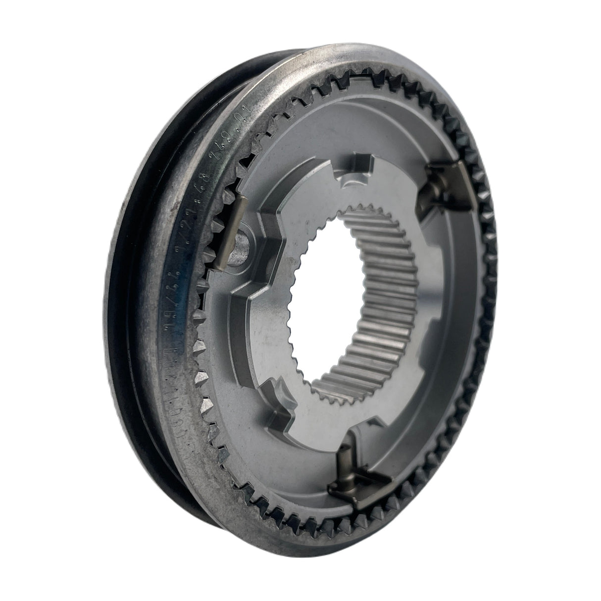 M32 1st & 2nd gear synchro hub 55564410, angled view — Alfa Romeo, Fiat, Vauxhall