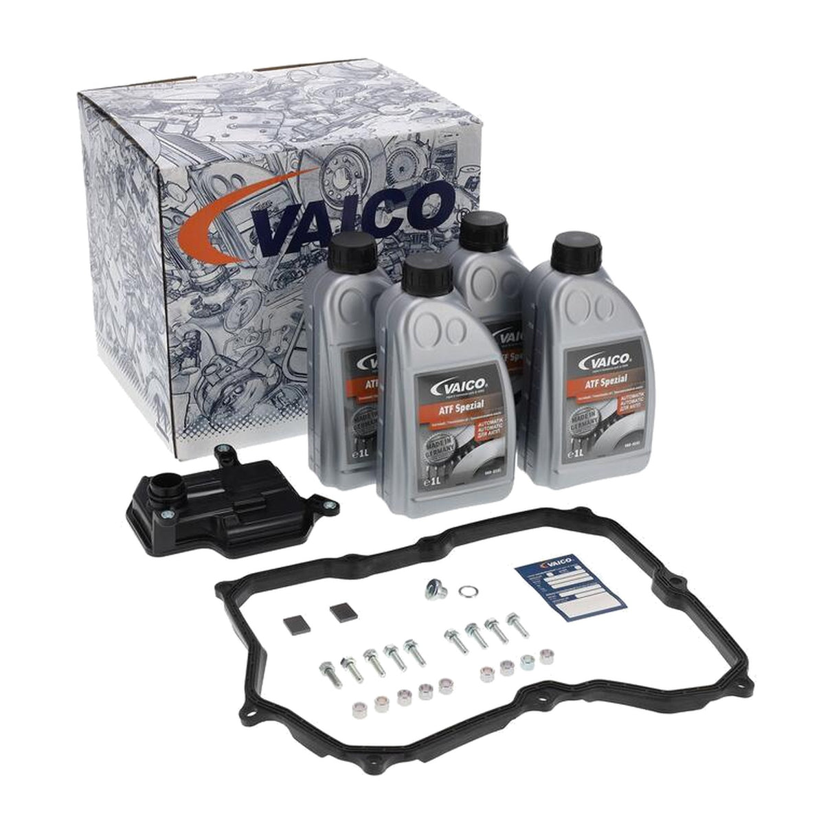 VAICO 09P AQ450 automatic transmission service kit with ATF and fittings