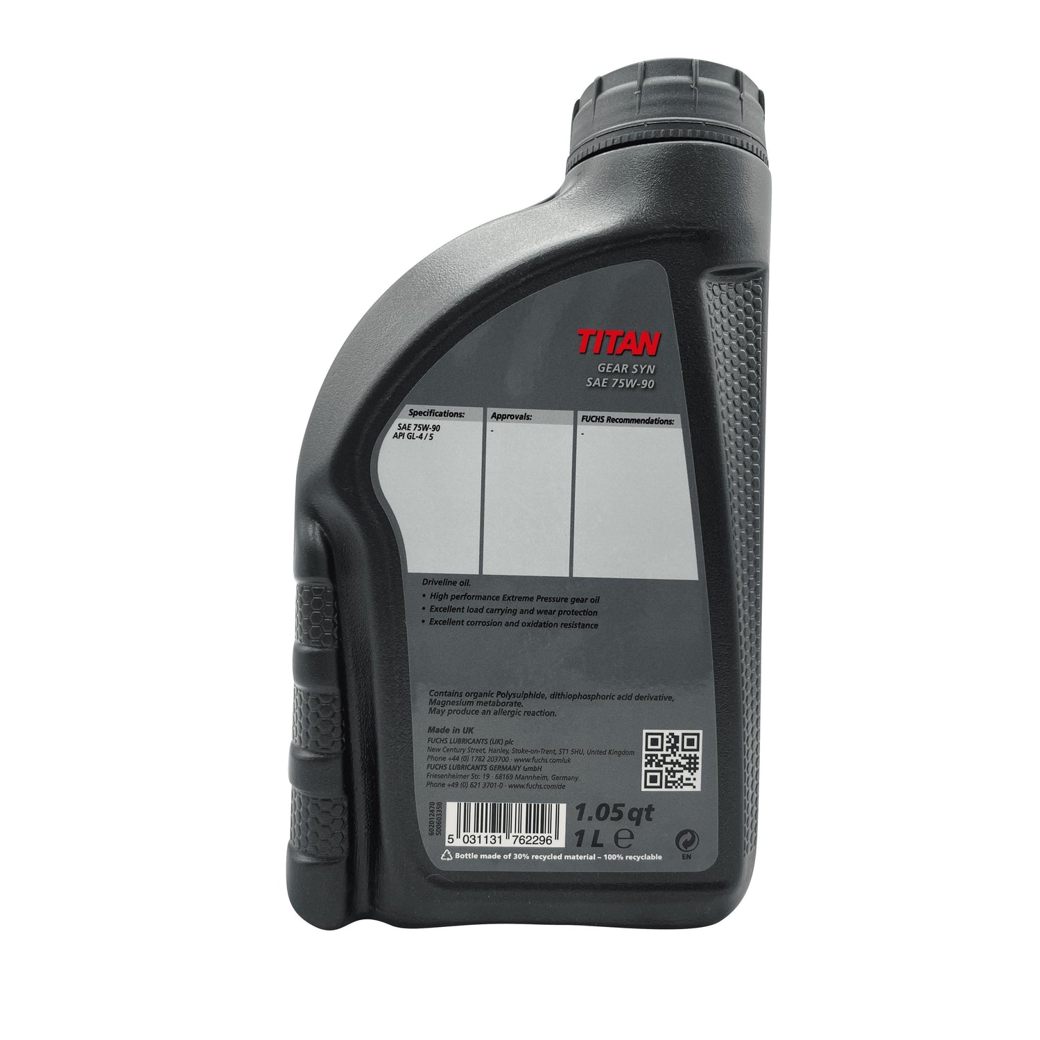 Fuchs Titan Gear Syn 75w-90 Semi Synthetic Driveline Oil Eco Torque