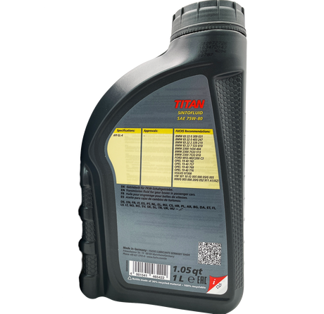 Fuchs Titan Sintofluid SAE 75W-80 Synthetic Manual Transmission Oil 1L Eco Torque
