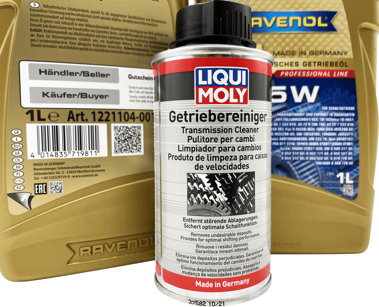 Abarth 500 1.4 T-Jet Gearbox Oil Service Kit Ravenol 75W With Liqui Moly Cleaner Eco Torque