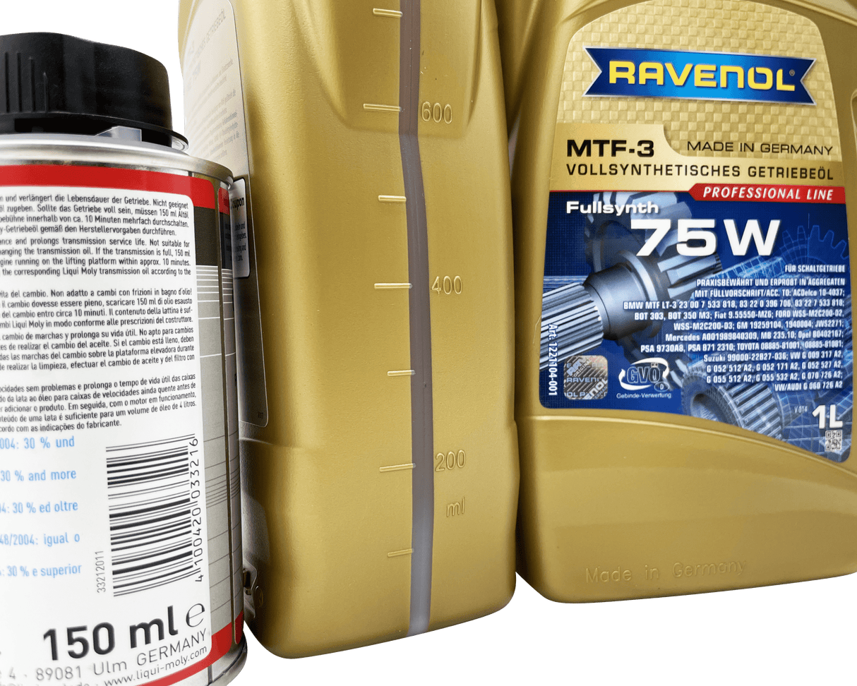 Abarth 500 1.4 T-Jet Gearbox Oil Service Kit Ravenol 75W With Liqui Moly Cleaner Eco Torque