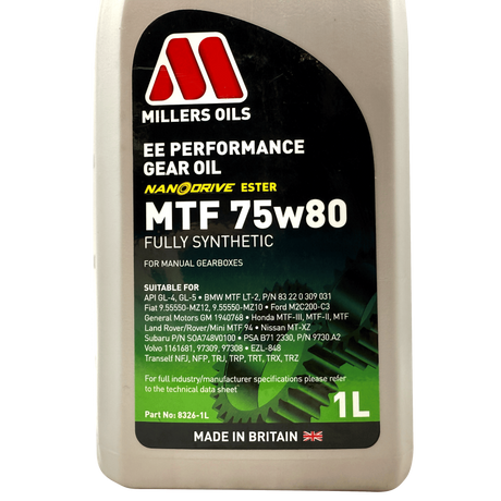 Millers EE Performance MTF 75w80 Gearbox Oil 1L Eco Torque