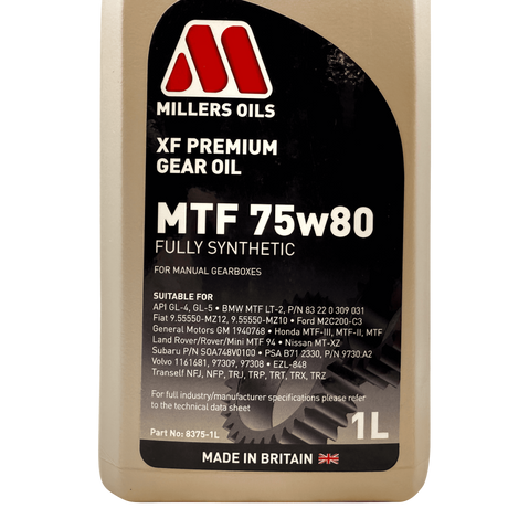 Millers XF Premium MTF 75w80 Manual Transmission Oil 1L Eco Torque