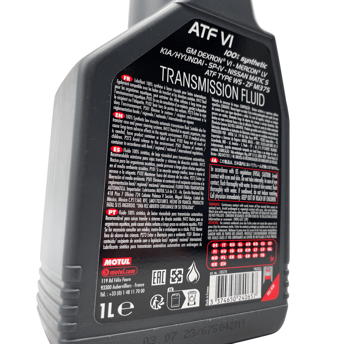 Motul ATF VI Fully Synthetic Automatic Transmission Fluid Eco Torque