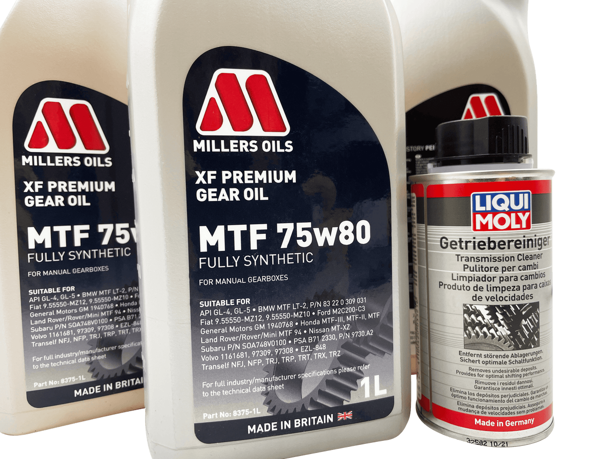 OPEL M32 6 Speed Millers XF 75w80 Gearbox Oil & Cleaner Service Kit For Pre 2012 Manual Models Eco Torque