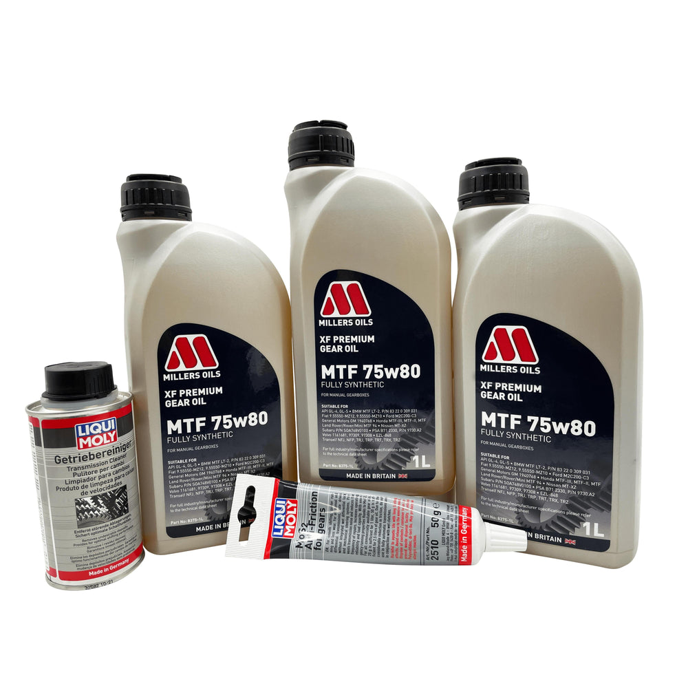OPEL M32 6 Speed Millers XF 75w80 Gearbox Oil Service Kit With Additive & Cleaner Pre 2012 Manual Models Eco Torque
