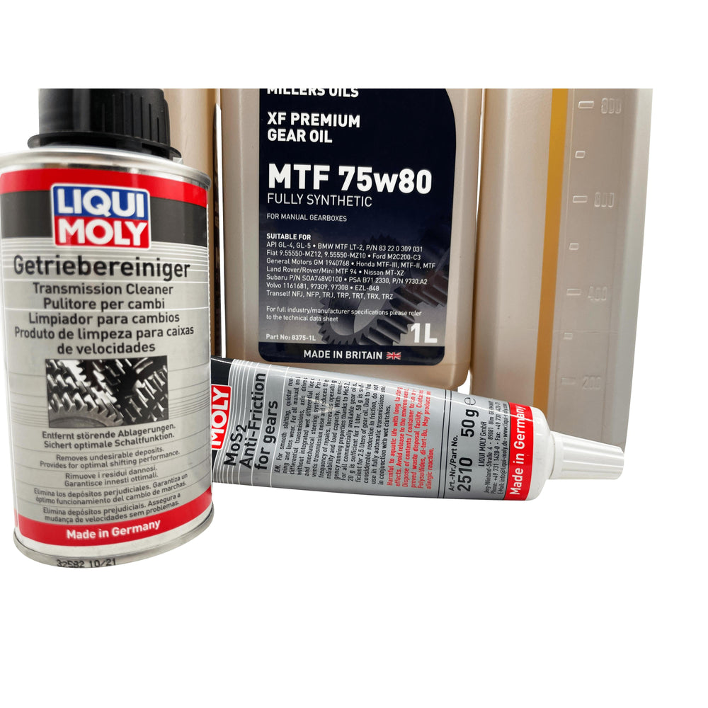 OPEL M32 6 Speed Millers XF 75w80 Gearbox Oil Service Kit With Additive & Cleaner Pre 2012 Manual Models Eco Torque