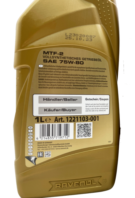 RAVENOL MTF-2 75W-80 Transmission Oil Eco Torque