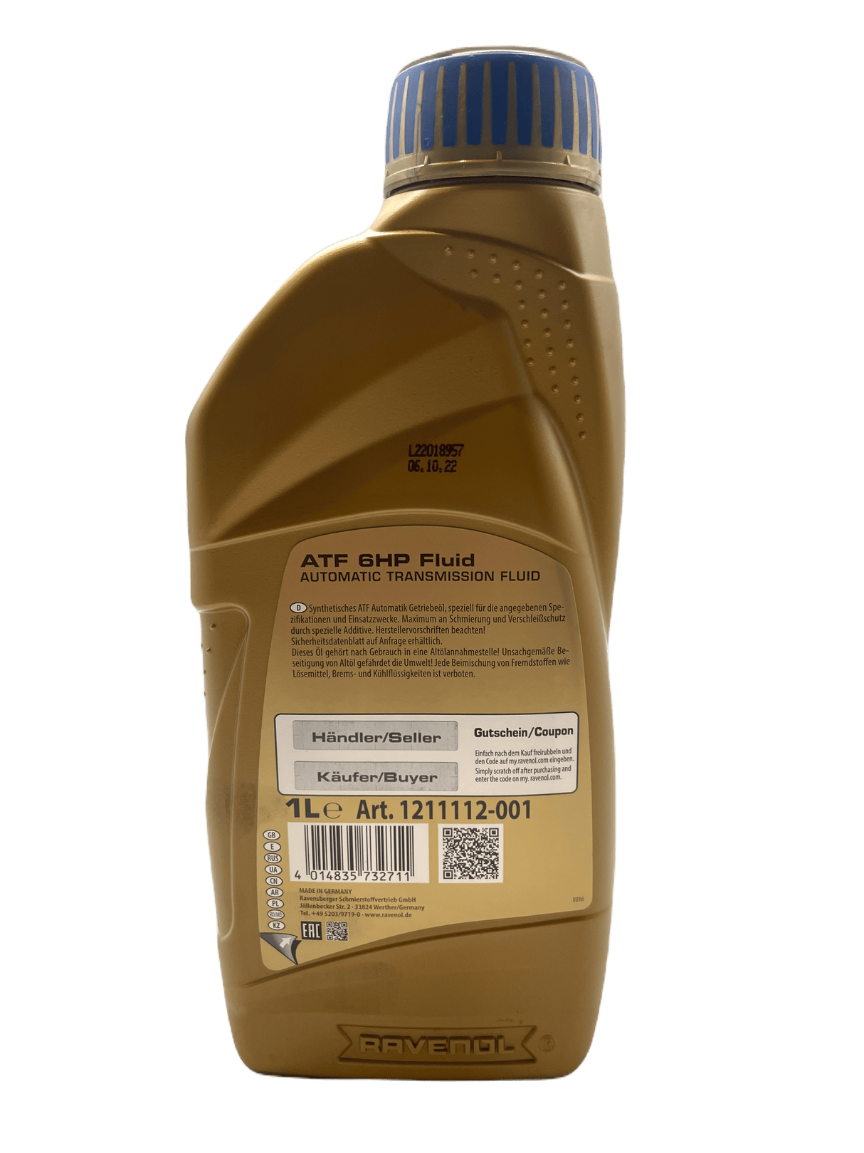 Ravenol ATF 6HP Fully Synthetic Automatic Transmission Oil Eco Torque