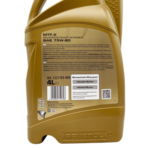Ravenol MTF-2 75w-80 Fully Synthetic Manual Gearbox Oil 4L Eco Torque