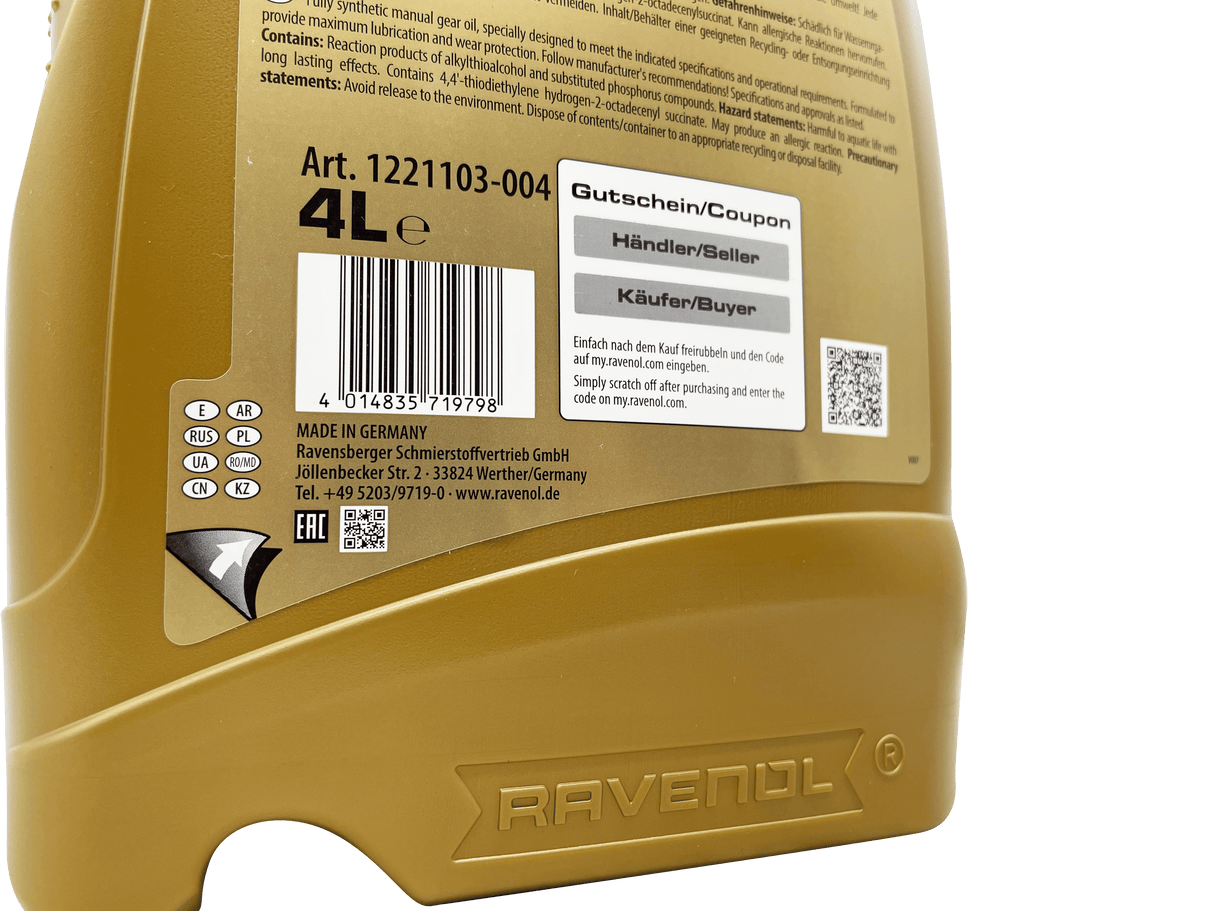 Ravenol MTF-2 75w-80 Fully Synthetic Manual Gearbox Oil 4L Eco Torque