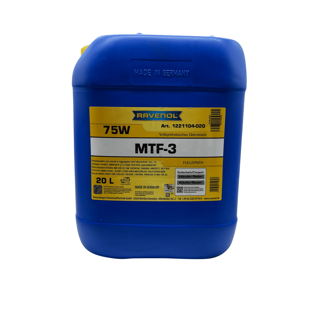 Ravenol MTF-3 75W Fully Synthetic Transmission Fluid Eco Torque