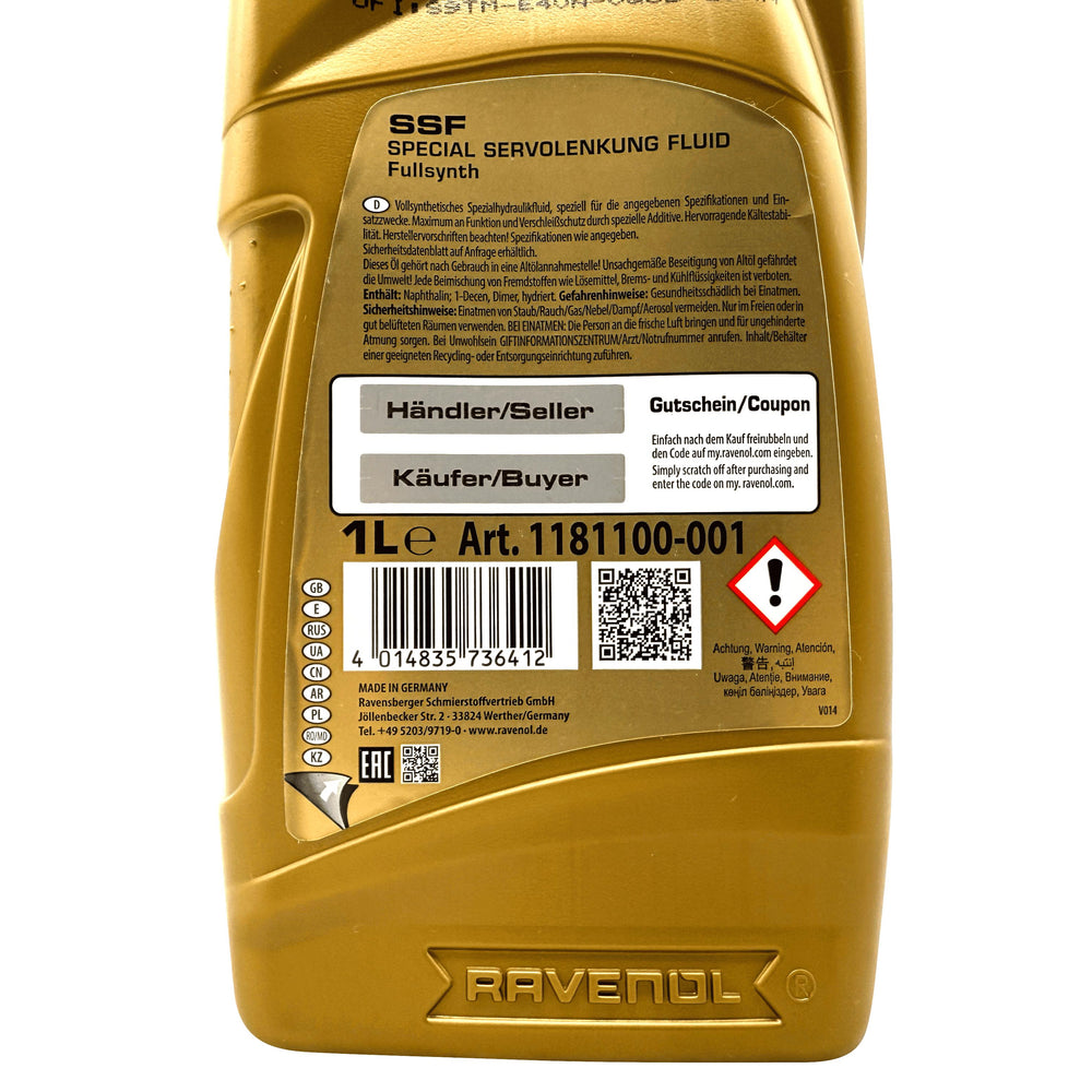 Ravenol SSF Power Steering Fluid 1 Litre Eco Torque