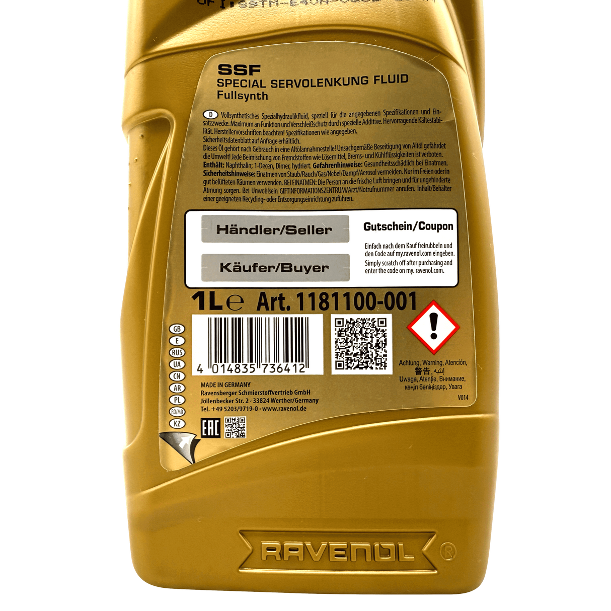 Ravenol SSF Power Steering Fluid 1 Litre Eco Torque