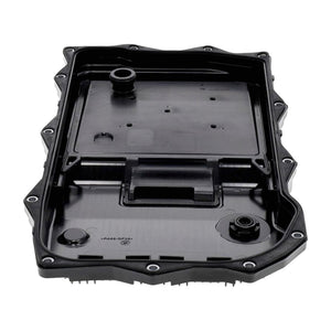 VAICO 8HP75 ZF 8-speed sump pan showing integrated filter and magnet detail