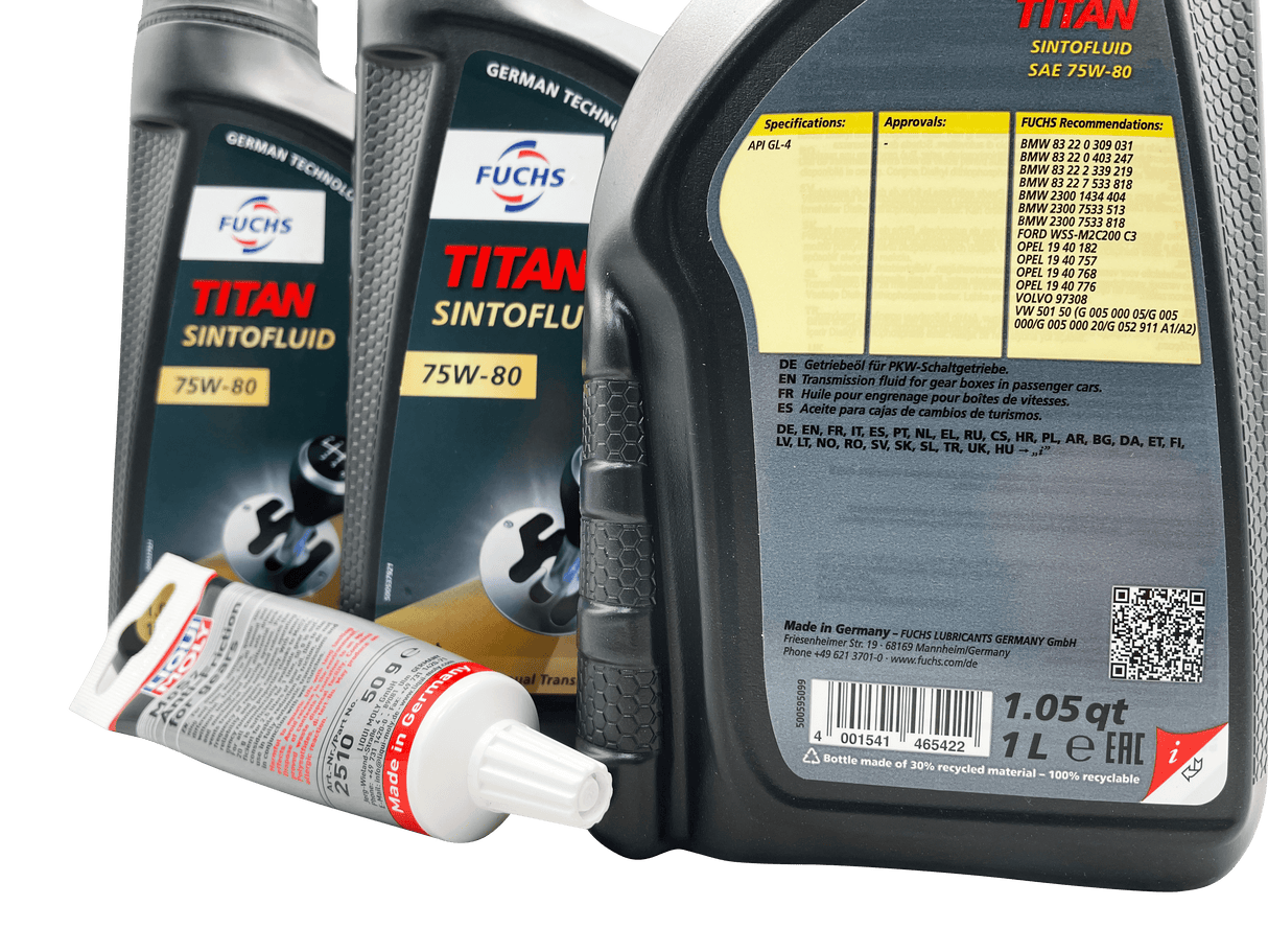 Vauxhall M32 6 Speed Fuchs 75W-80 Gearbox Oil & Additive Service Kit For Pre 2012 Manual Models Eco Torque