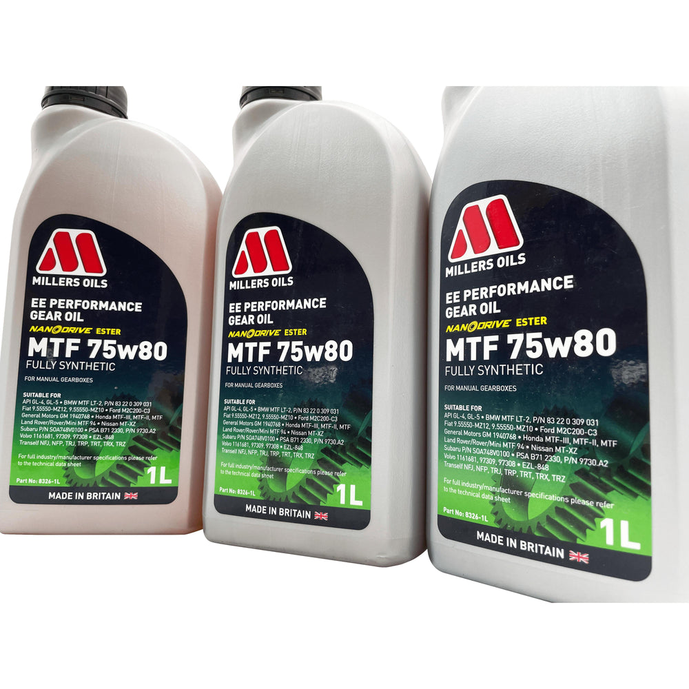 Vauxhall M32 6 Speed Millers 75W-80 Gearbox Oil Service Kit For Manual Models Pre 2012 Eco Torque