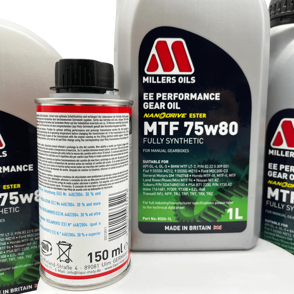 Vauxhall M32 6 Speed Millers 75w80 Gearbox Oil & Cleaner Service Kit For Pre 2012 Manual Models Eco Torque