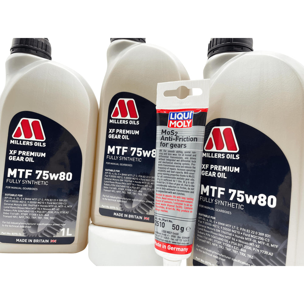 Vauxhall M32 6 Speed Millers XF 75w80 Gearbox Oil & Additive Service Kit For Pre 2012 Manual Models Eco Torque