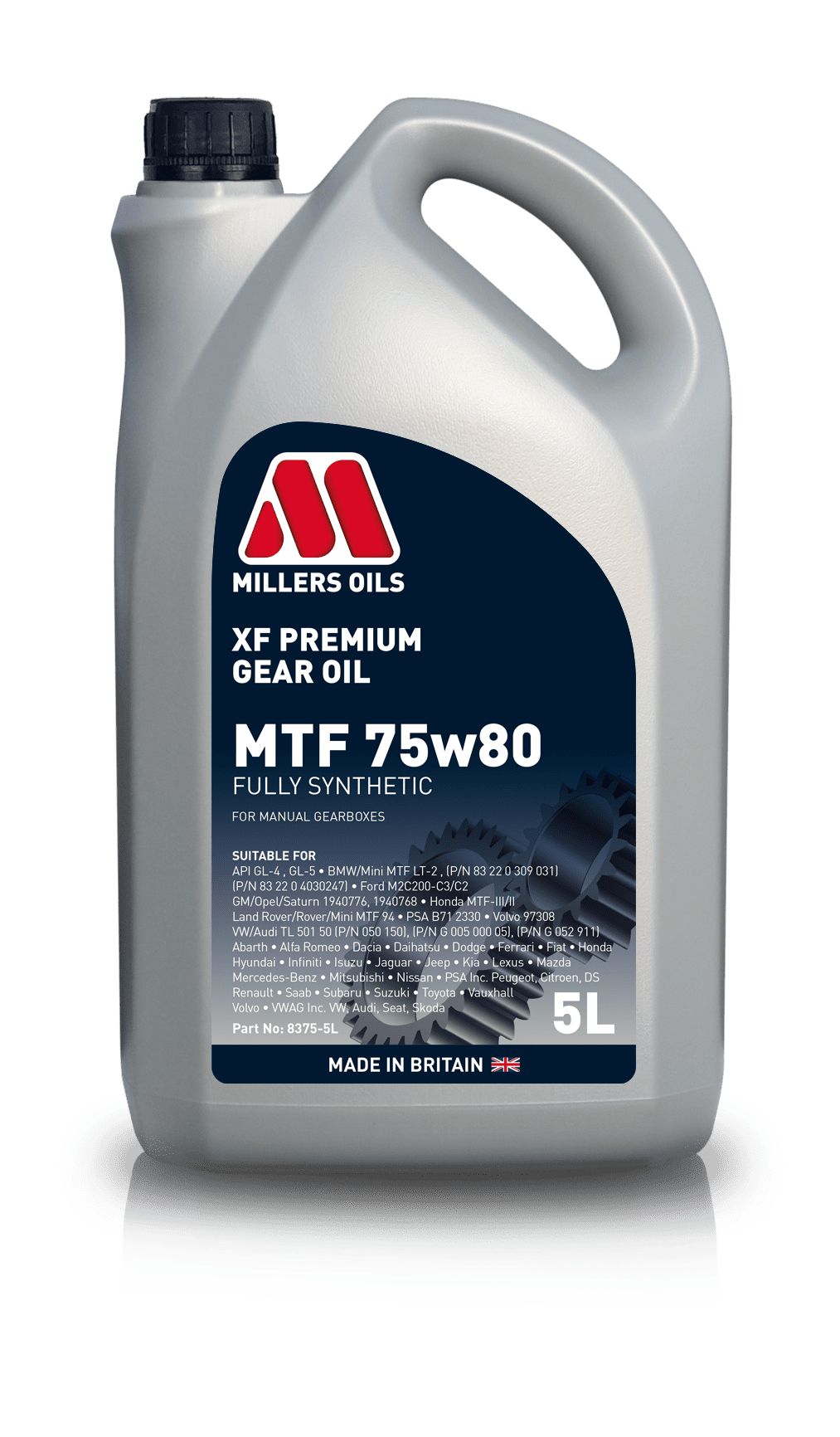 Millers Oils XF Premium MTF 75w80 Manual Gearbox Oil 5L Eco Torque