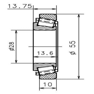 SNR Tapered Roller Bearing for M20 28x55x13.6/10mm
