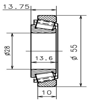 SNR Tapered Roller Bearing for M20 28x55x13.6/10mm